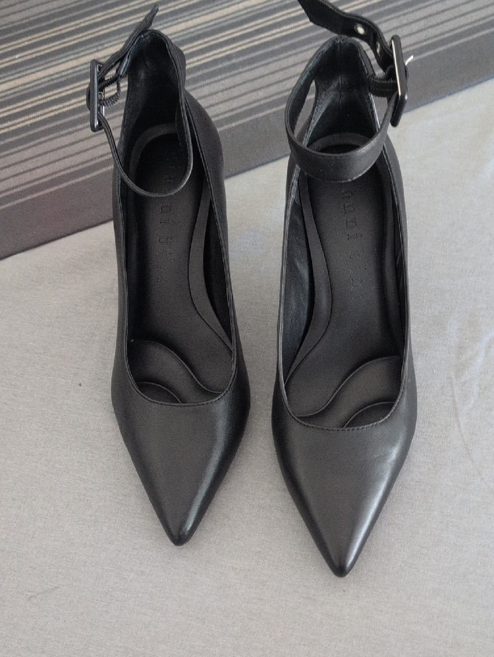 Gianni Bini Black Pointed Ankle-Strap Pumps